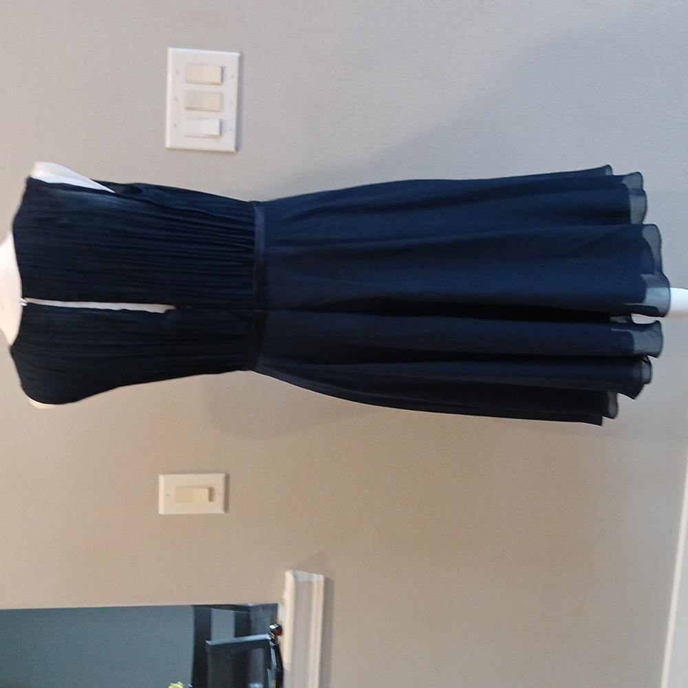 Azazie Midnight Blue Midi Dress bridesmaid wedding mother of the bride dress - Picture 4 of 7